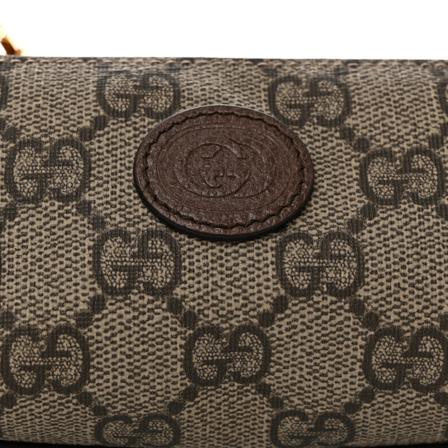 GG Supreme Monogram Strawberry Retro Interlocking G Barrel Coin Purse Beige Ebony