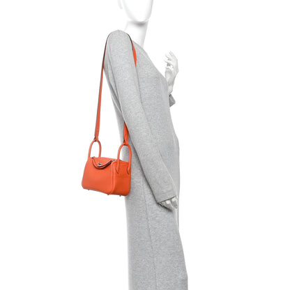 Hermes Taurillon Clemence Mini Lindy 20 Feu 2 of 10