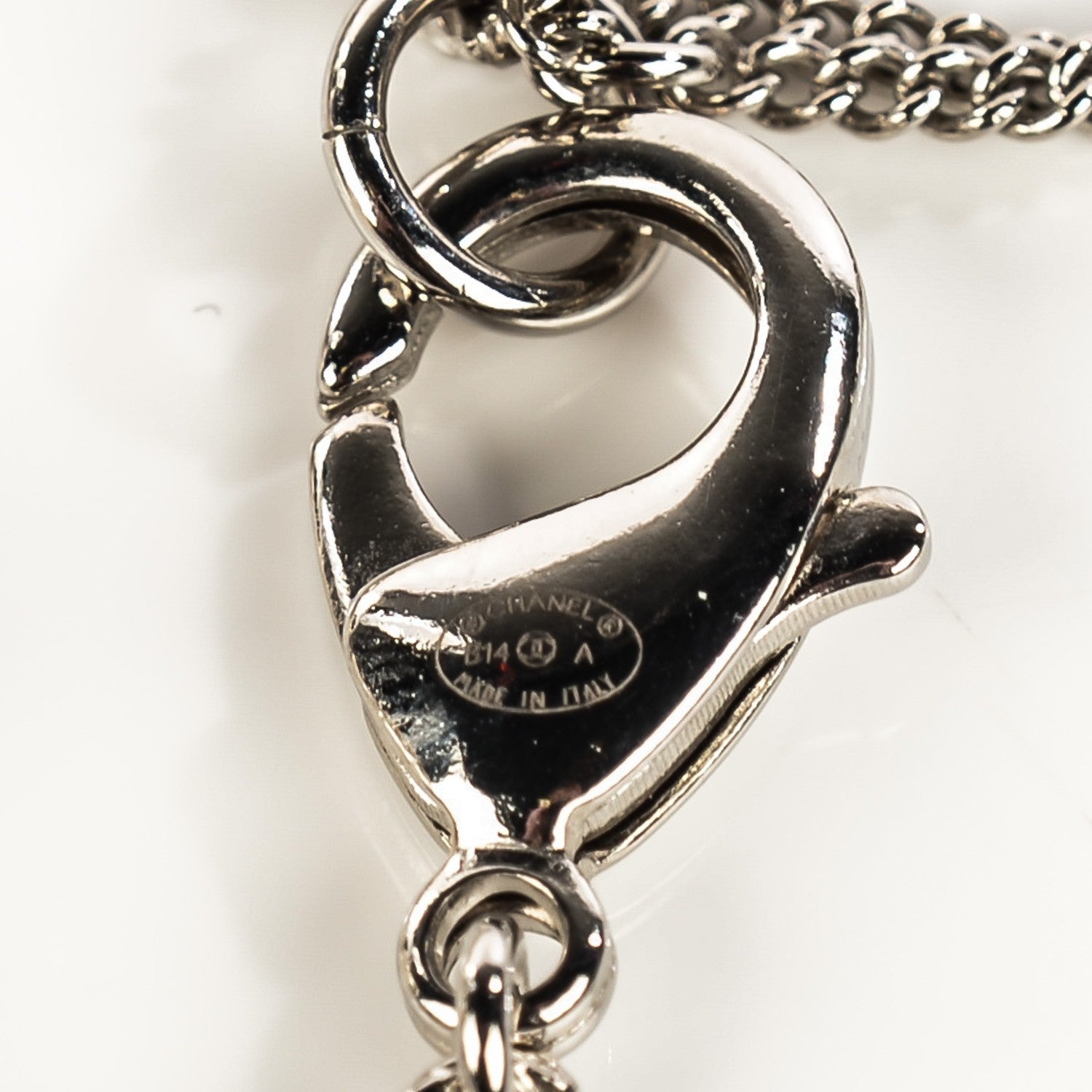 Chanel Crystal Pearl CC Long Necklace Silver 5 of 5