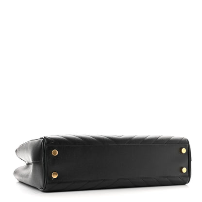 Saint Laurent Grain De Poudre Matelasse Chevron Monogram Shopping Bag Black 4 of 11