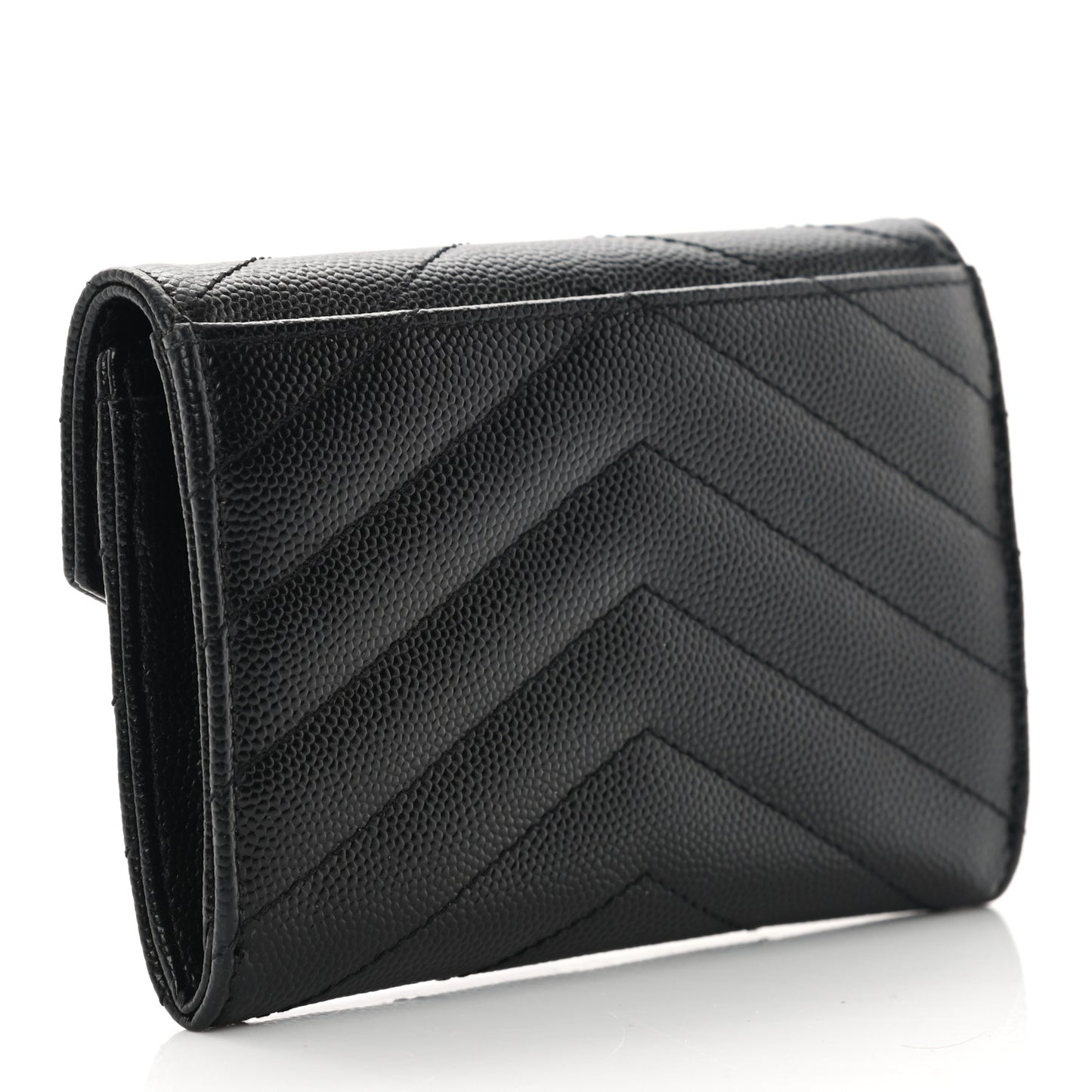 Grain De Poudre Matelasse Chevron Small Monogram Envelope Wallet Black