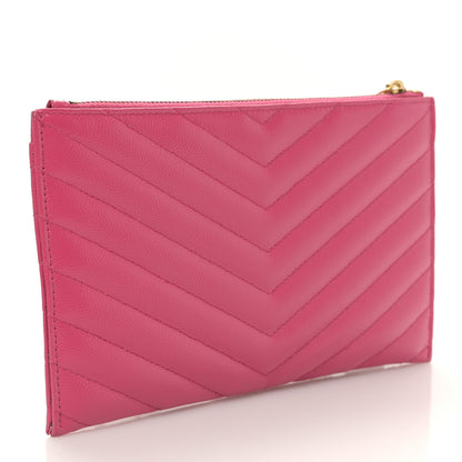 Saint Laurent Grain De Poudre Chevron Monogram Bill Pouch Fresh Fuxia 3 of 10