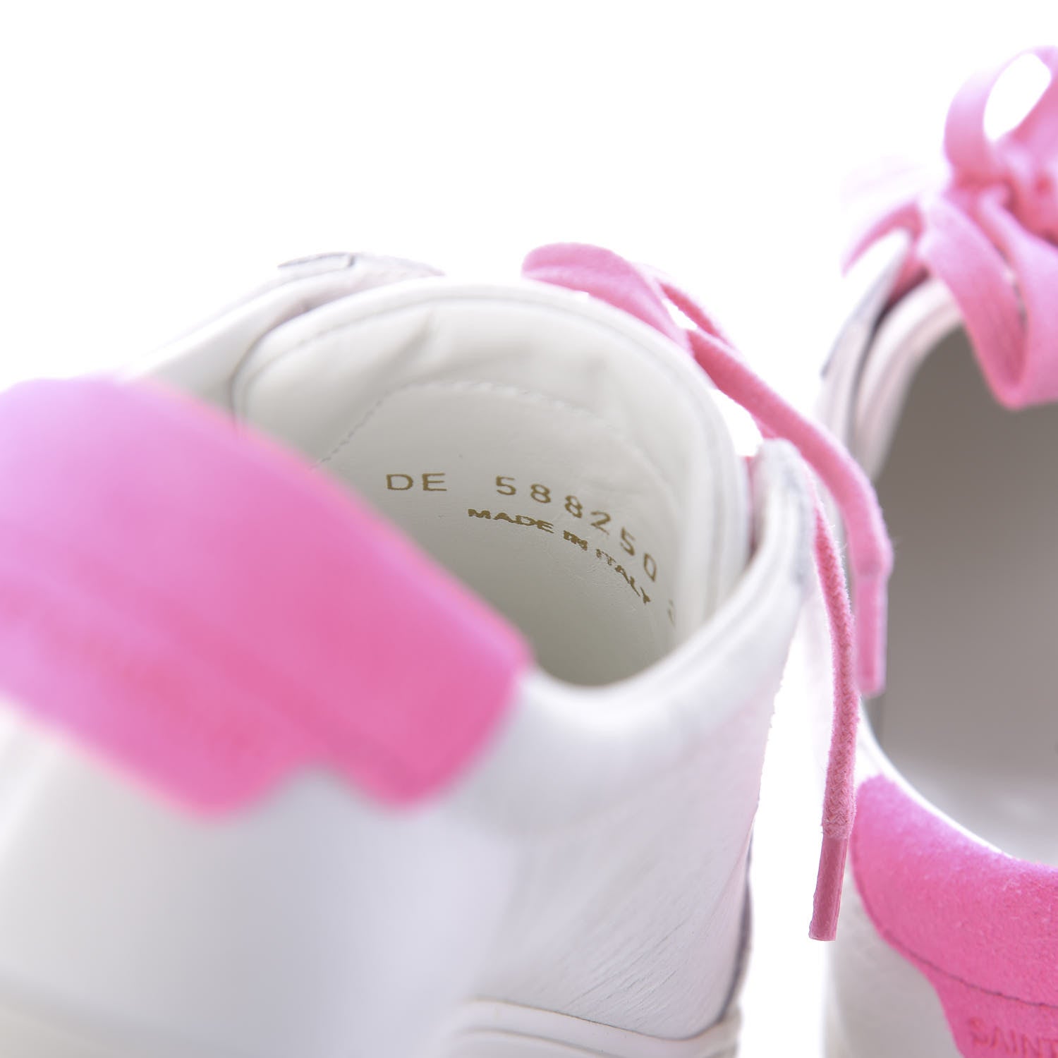Saint Laurent Grained Calfskin Andy Low Top Sneakers 35 White Pink 9 of 10