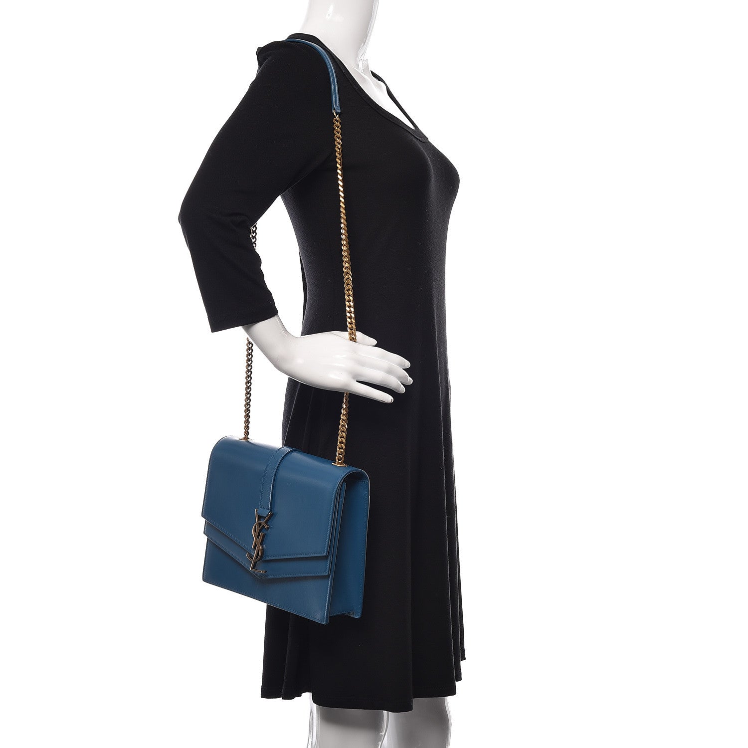 Saint Laurent Smooth Calfskin Monogram Medium Sulpice Shoulder Bag Deep Sea 2 of 10