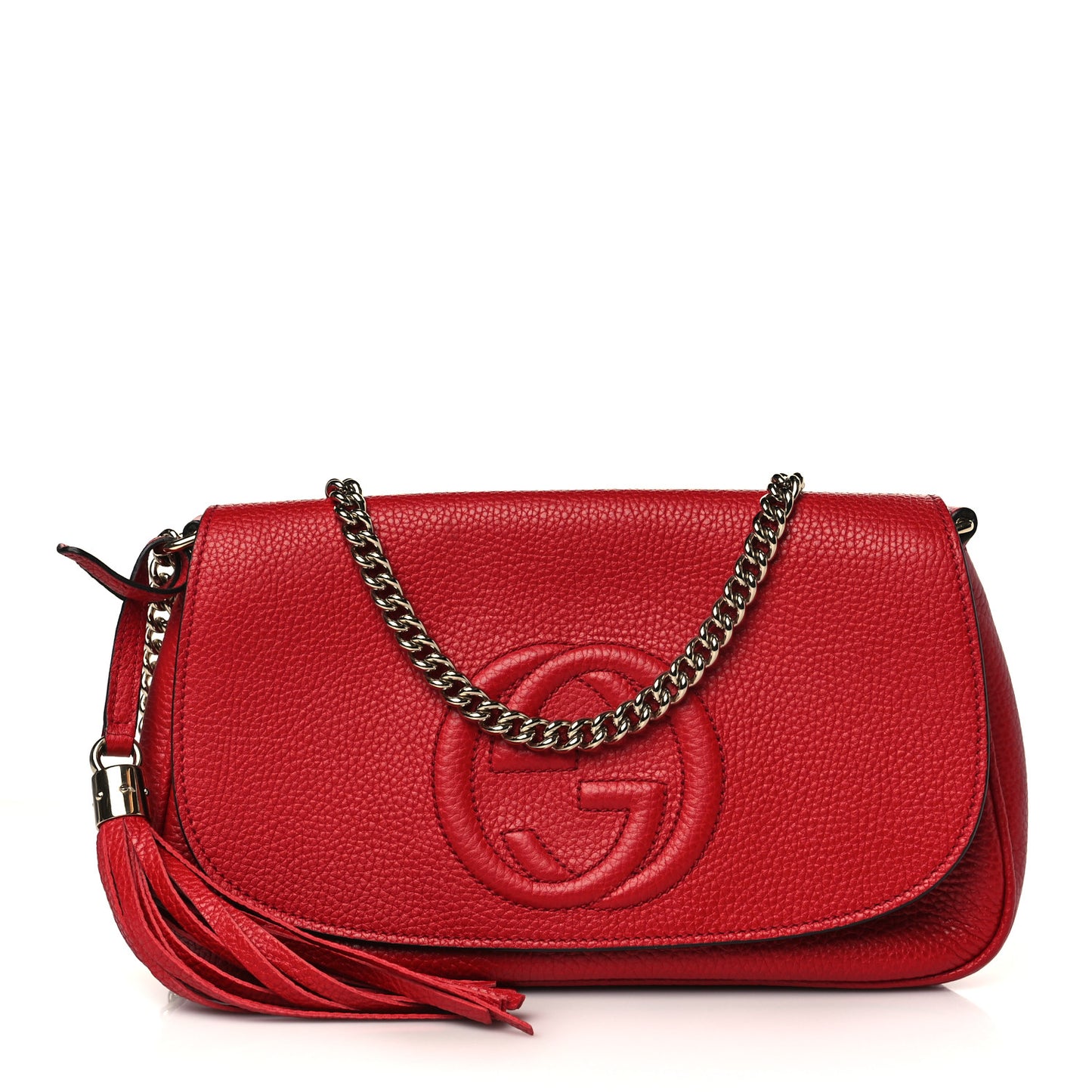 Pebbled Calfskin Medium Soho Flap Crossbody Vibrant Red