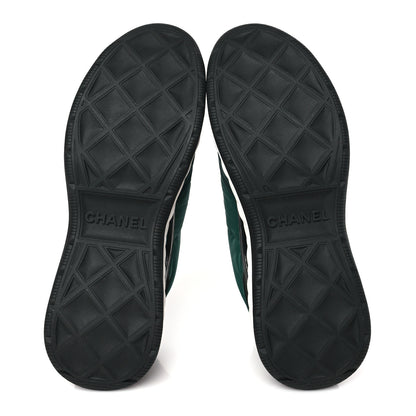 Chanel Nylon Suede Calfskin CC Sneakers 41 Green 5 of 8