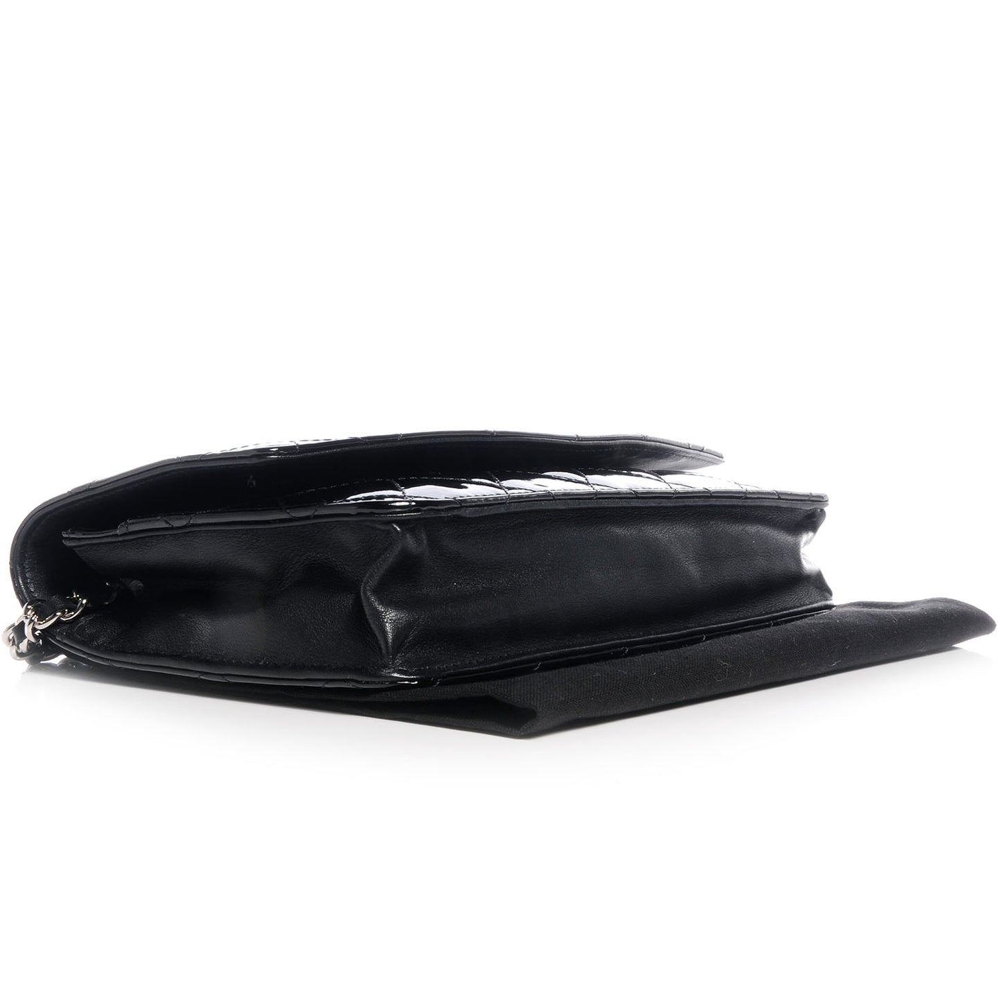 Patent Quilted Brilliant Wallet On Chain WOC Black
