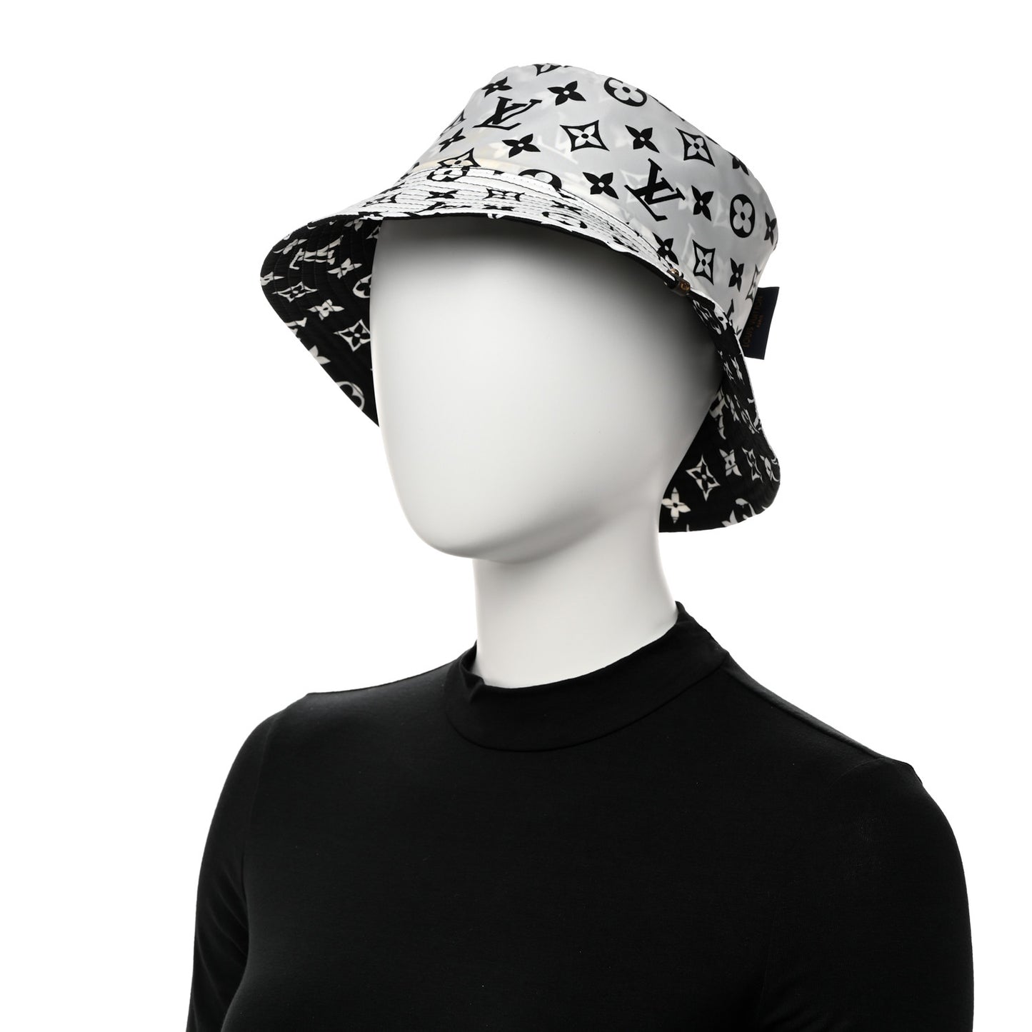 Nylon Monogram Reversible Bob Bucket Hat S Black White