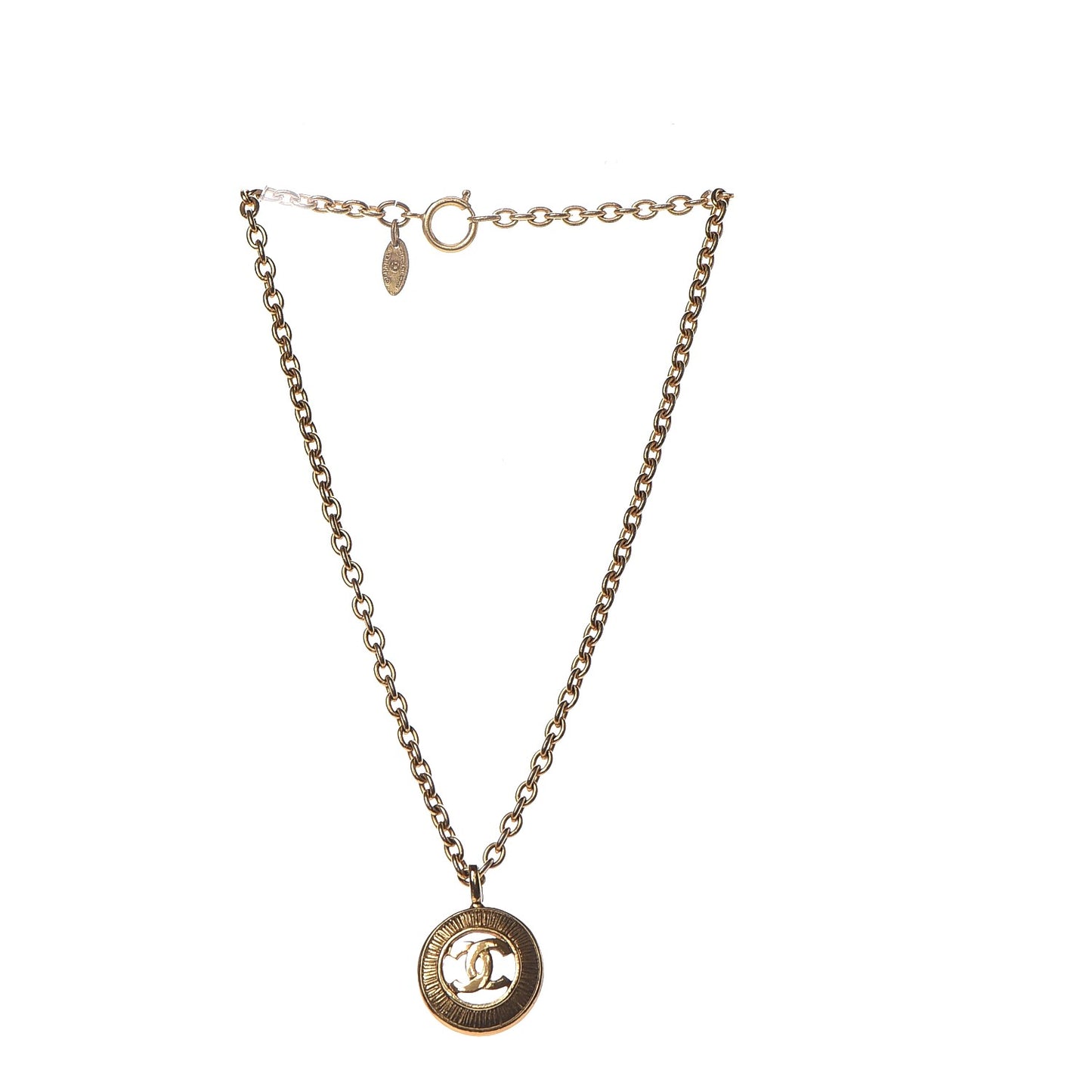 Sunburst Cutout CC Necklace Gold