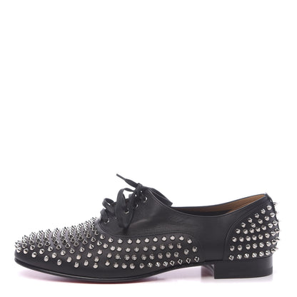 Christian Louboutin Calfskin Spike Mens Freddy Flat 46.5 Black 1 of 10