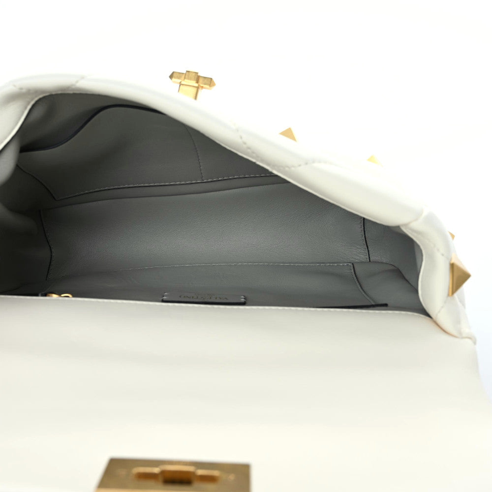 Valentino Garavani Nappa Large Roman Stud Shoulder Bag Ivory 7 of 8