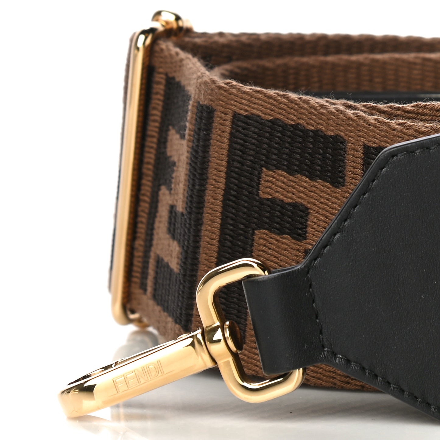 Ribbon Vitello Seta FF 1974 Adjustable Strap You Fango Marrone Black