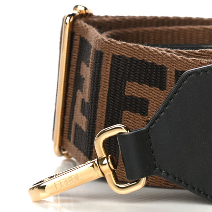 Fendi Ribbon Vitello Seta FF 1974 Adjustable Strap You Fango Marrone Black 2 of 8