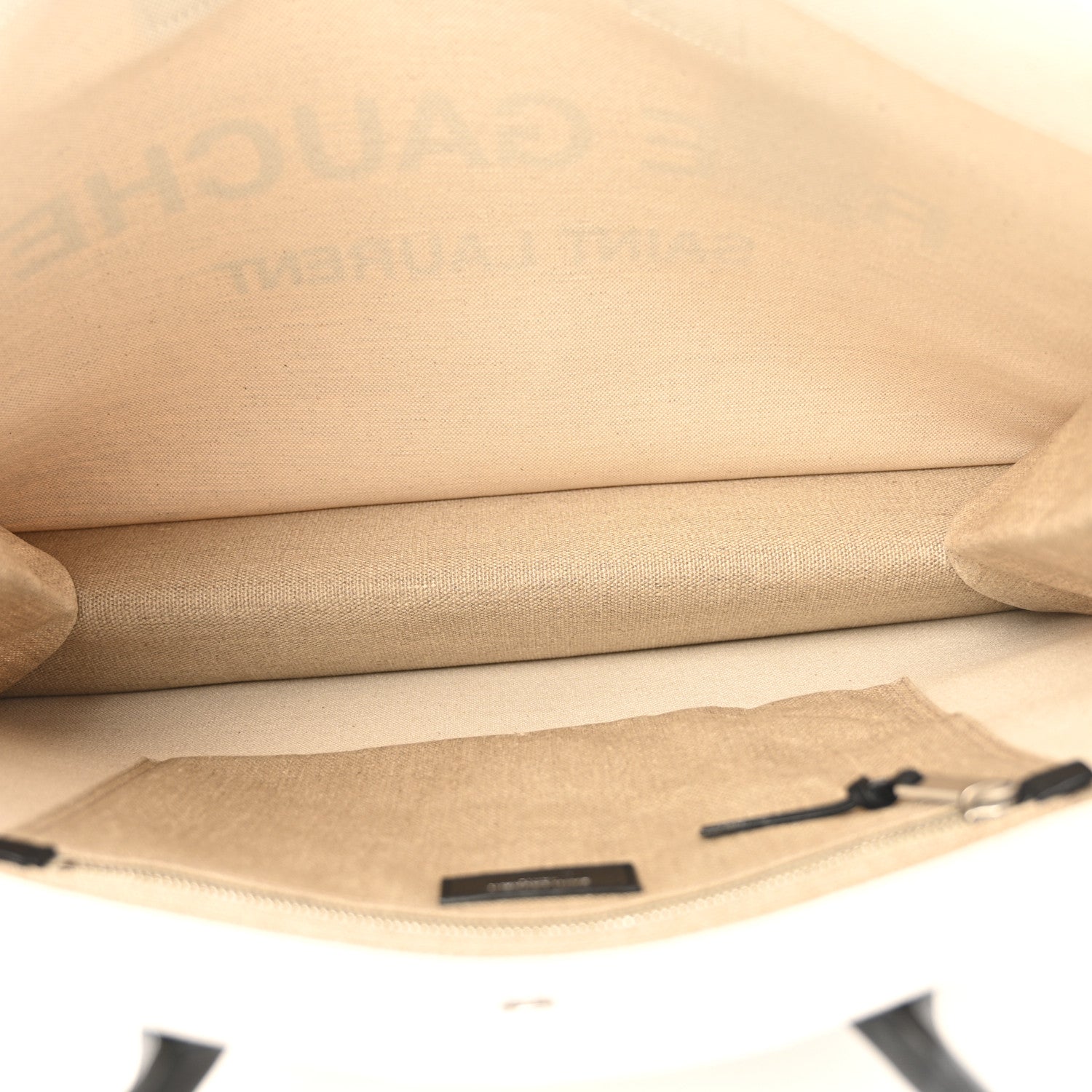 Saint Laurent Linen Calfskin Rive Gauche Tote Greggio Natural 5 of 13