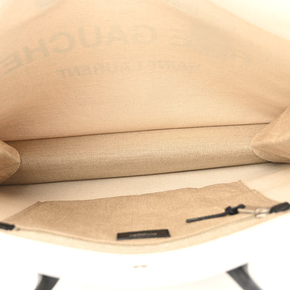 Saint Laurent Linen Calfskin Rive Gauche Tote Greggio Natural 5 of 13