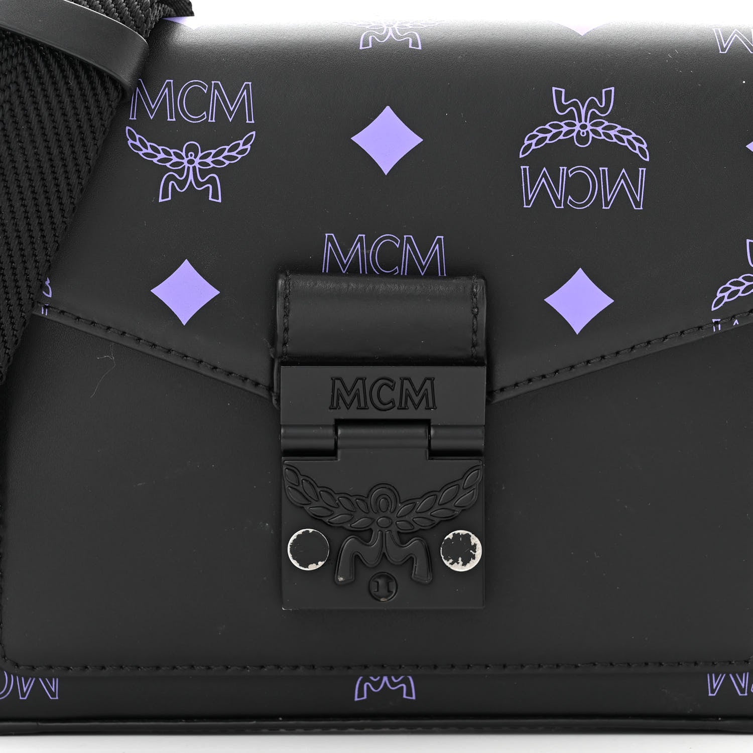 MCM Calfskin Color Splash Logo Small Millie Crossbody Belt Bag Dahlia Purple 8 of 14