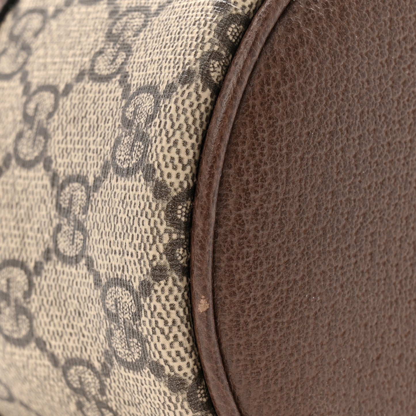 GG Supreme Monogram Textured Calfskin Web Ophidia Vanity Cosmetic Case Beige Ebony New Acero