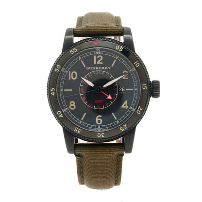 Burberry Stainless Steel Fabric 42mm GMT Utilitarian Quartz Watch Black BU7855 1 of 5