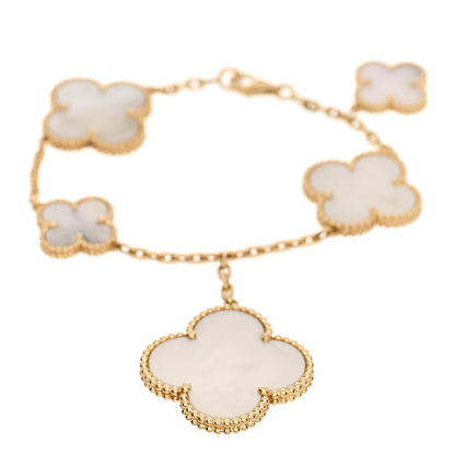 Van Cleef & Arpels 18K Yellow Gold Mother of Pearl 5 Motifs Magic Alhambra Bracelet 1 of 3