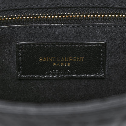 Saint Laurent Calfskin Crocodile Embossed Le 5 A 7 Hobo Black 5 of 9