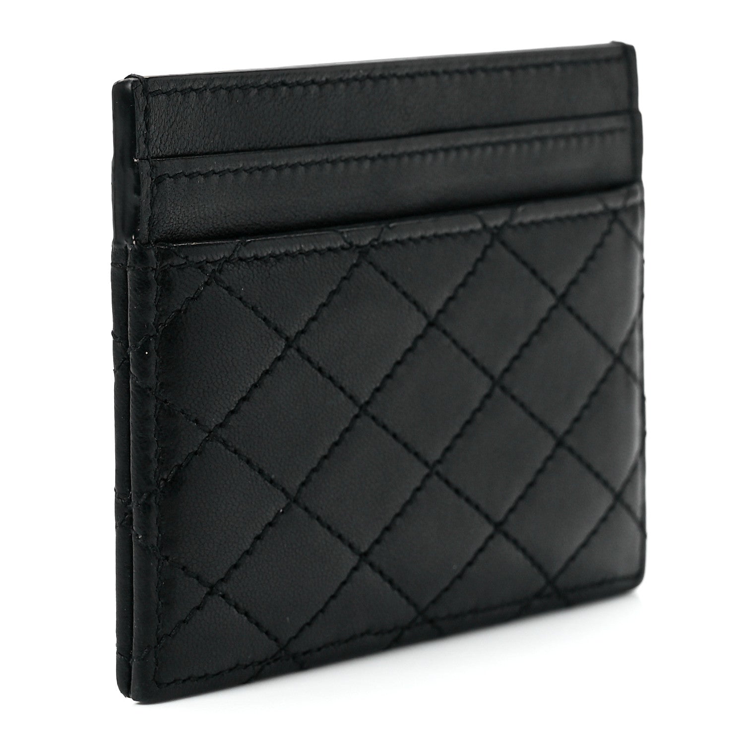 Saint Laurent Lambskin Quilted Monogram Gaby Card Case Black 3 of 12