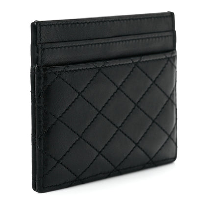 Saint Laurent Lambskin Quilted Monogram Gaby Card Case Black 3 of 12