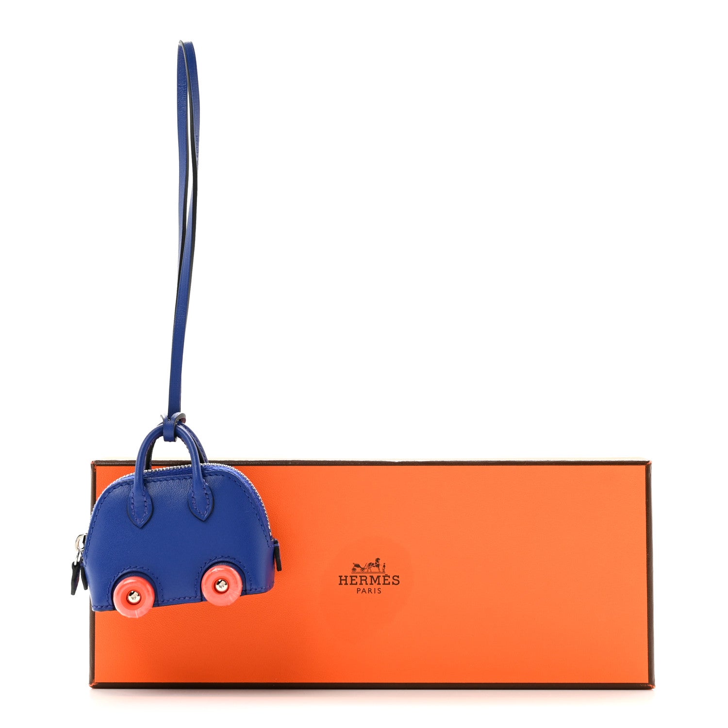 Hermes Chevre Mysore Bolide On Wheels Bag Charm Bleu Electrique 5 of 5