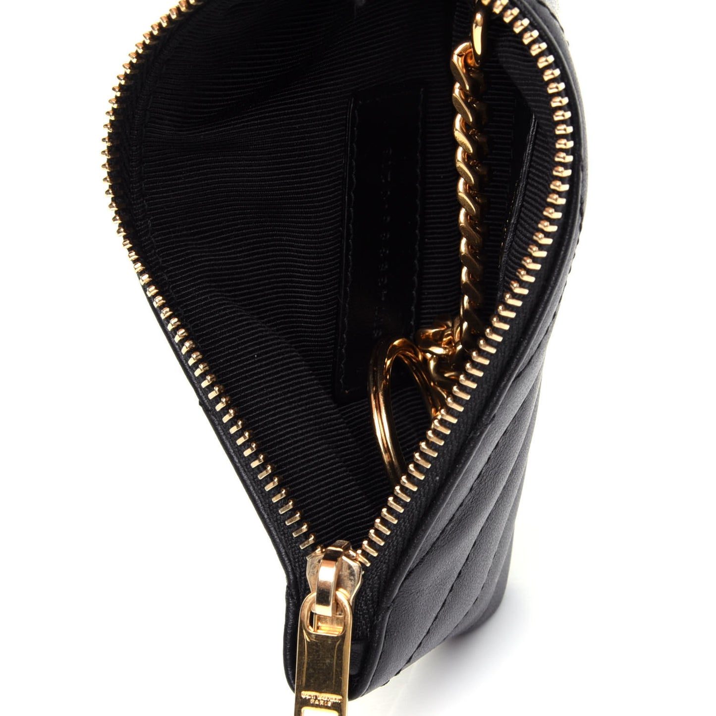 Calfskin Matelasse Monogram Key Pouch Black