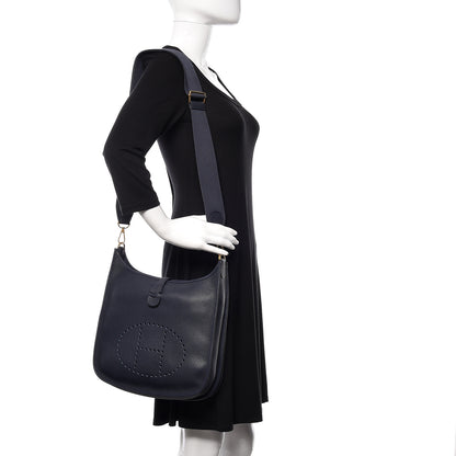 Hermes Taurillon Clemence Evelyne III PM Bleu Nuit 2 of 10