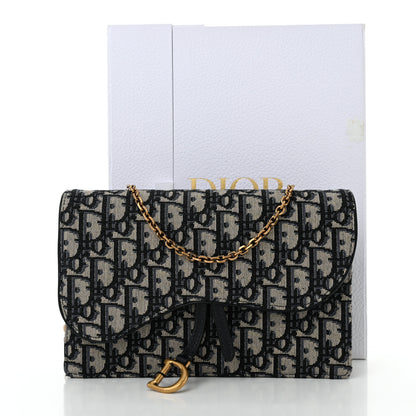 Christian Dior Oblique Saddle Chain Pouch Blue 11 of 11