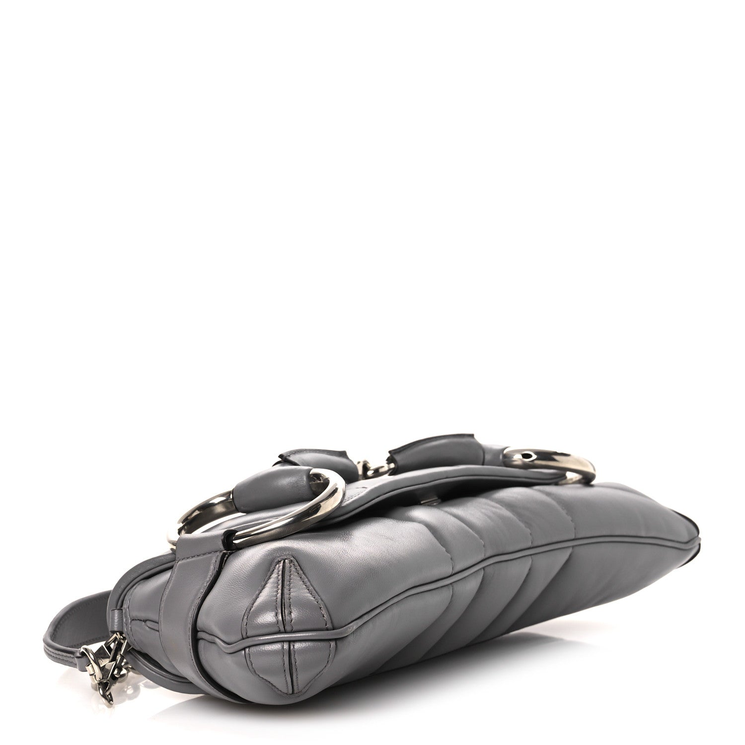 Gucci Nappa Vertical Matelasse Medium Maxi Horsebit Chain Shoulder Bag Grey 4 of 11
