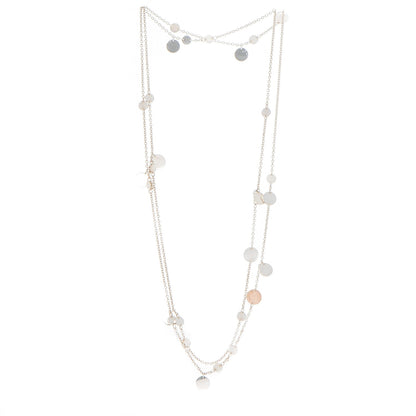 Hermes Sterling Silver 18K Rose Gold Confettis Long Necklace 4 of 7