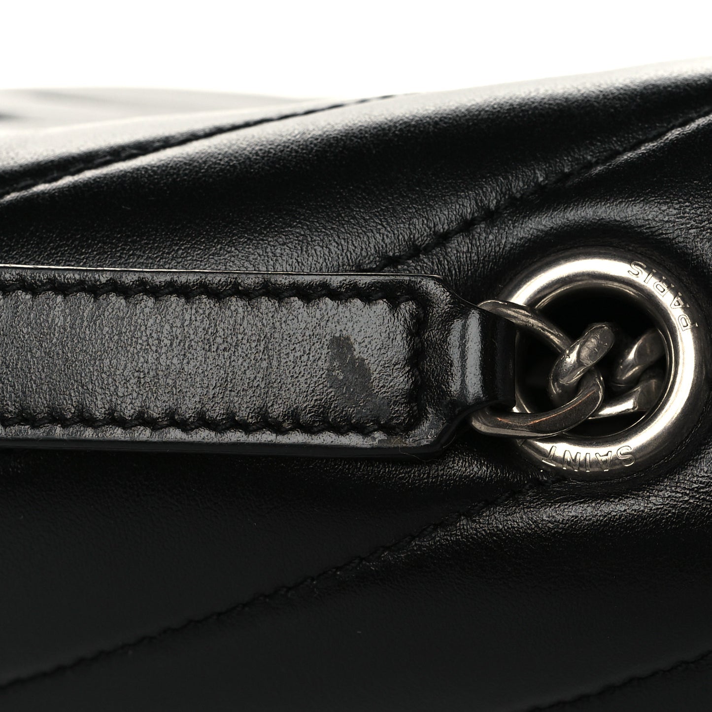 Calfskin Y Quilted Monogram Medium Loulou Chain Satchel Black