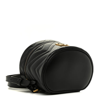 Gucci Calfskin Matelasse Mini GG Marmont Round Backpack Black 4 of 11