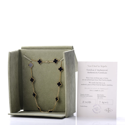 Van Cleef & Arpels 18K Yellow Gold Black Onyx 10 Motifs Vintage Alhambra Necklace 6 of 6