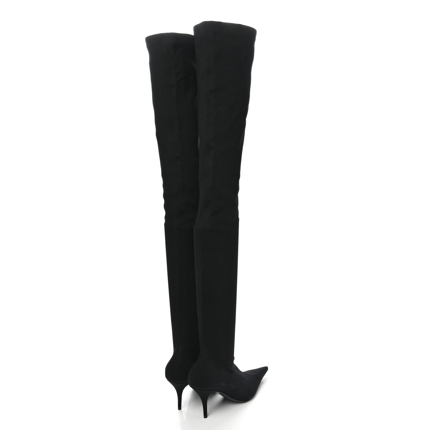 Spandex Pointed Toe Knife Thigh High Boots 35 Black