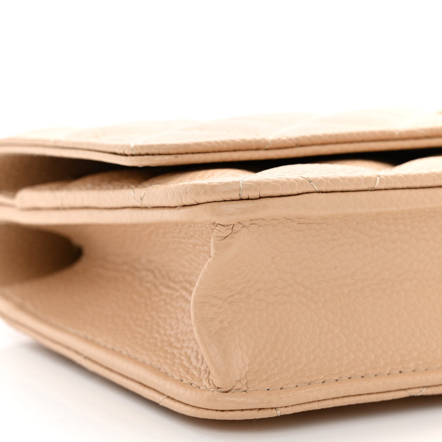 Caviar Quilted Wallet On Chain WOC Beige