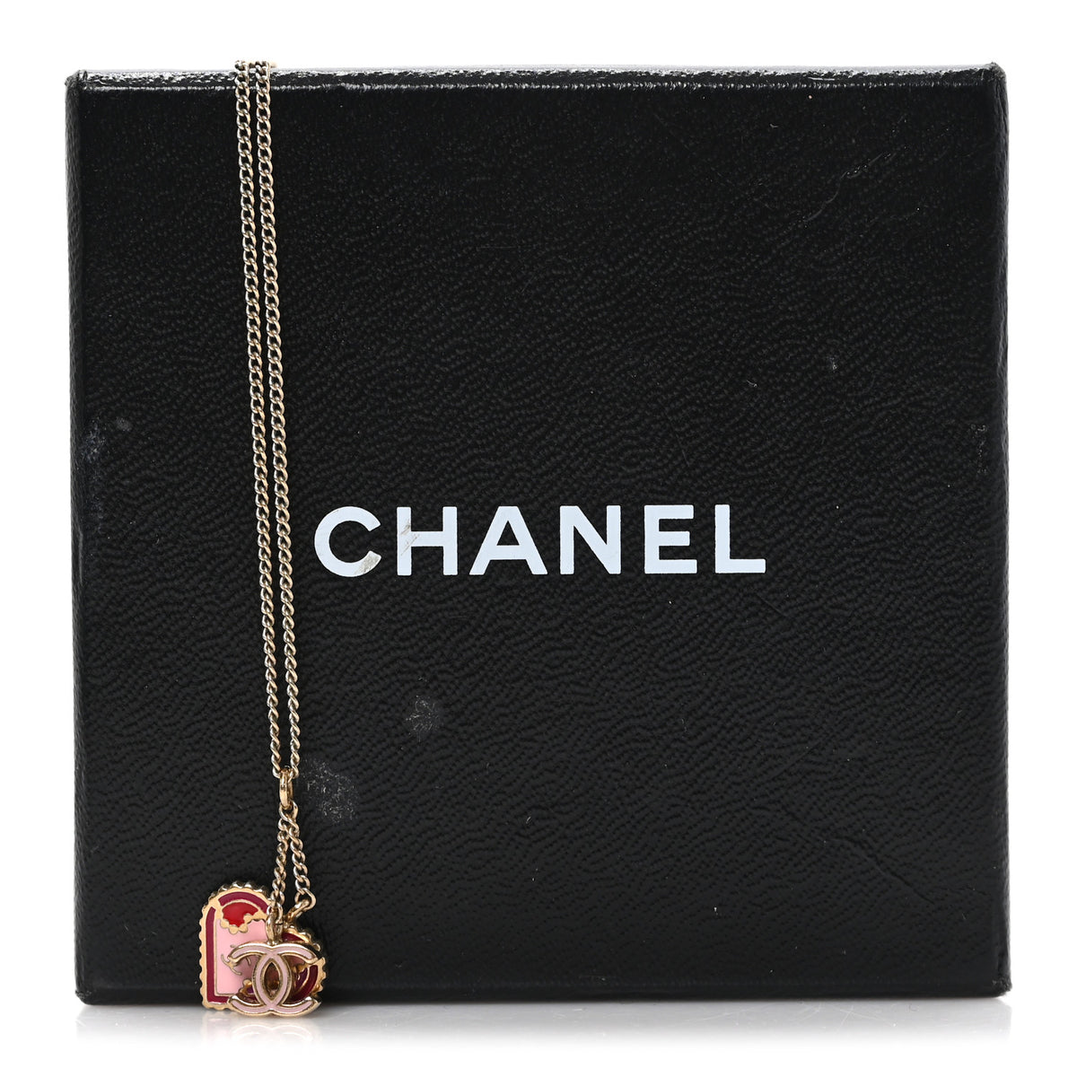 Enamel Heart CC Charm Necklace Gold