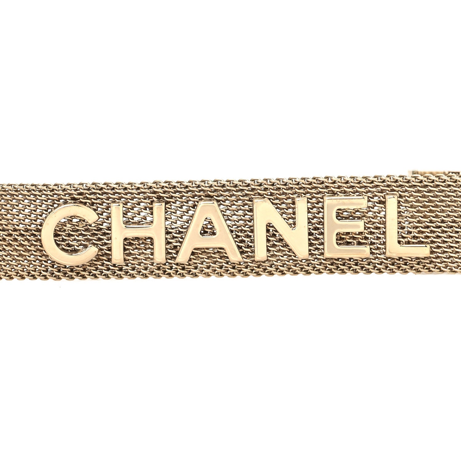 Chanel Mesh Ribbon Choker Necklace Gold 3 of 5