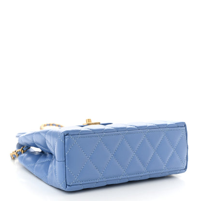 Chanel Shiny Aged Calfskin Quilted Nano Kelly Shopper Blue 4 of 11