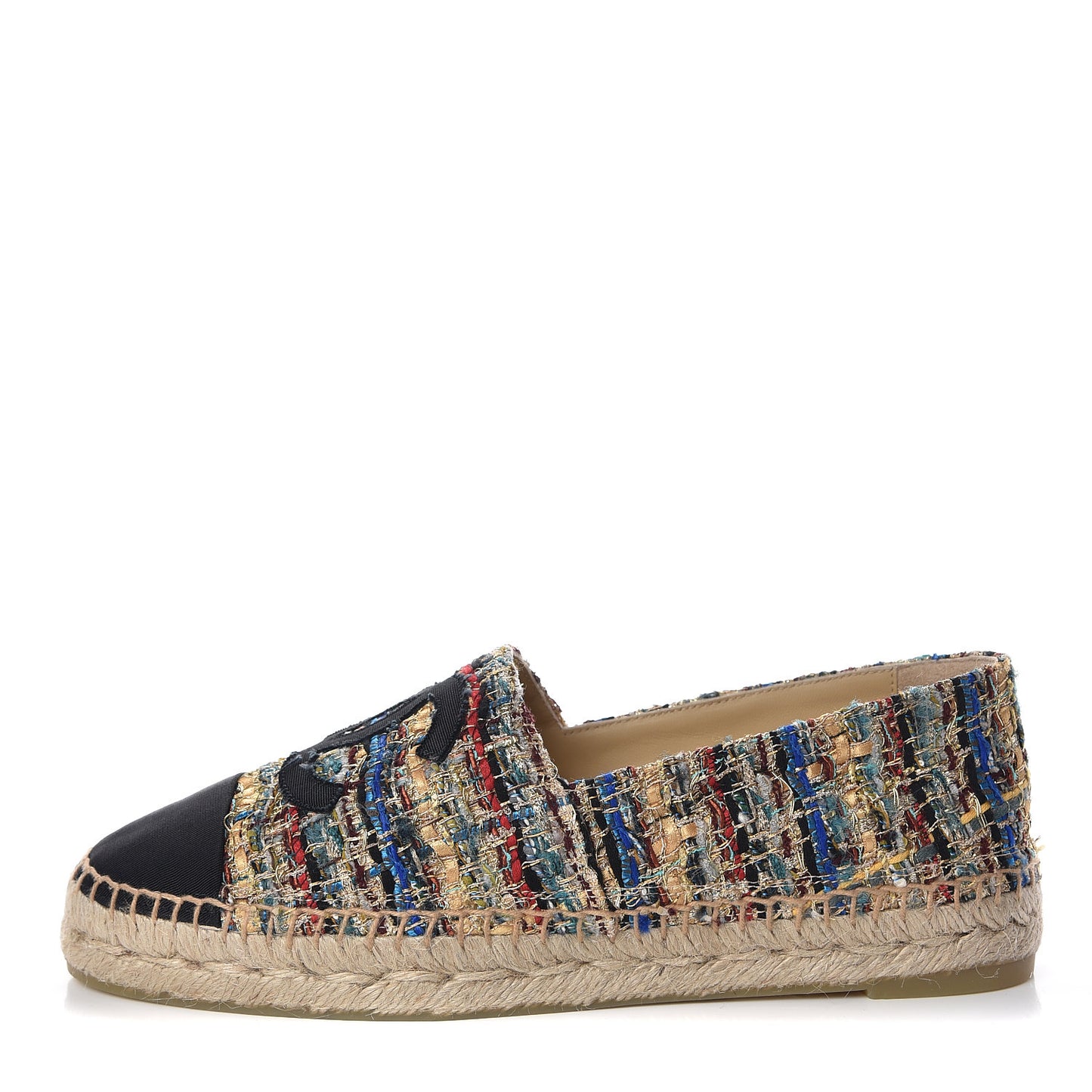 Tweed Grosgrain CC Espadrilles 38 Multicolor