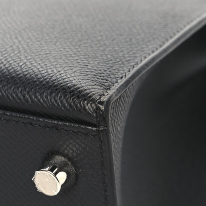 Hermes Epsom Tri-Color Kelly Sellier 25  Black Ardoise Bleu Zanzibar 12 of 13