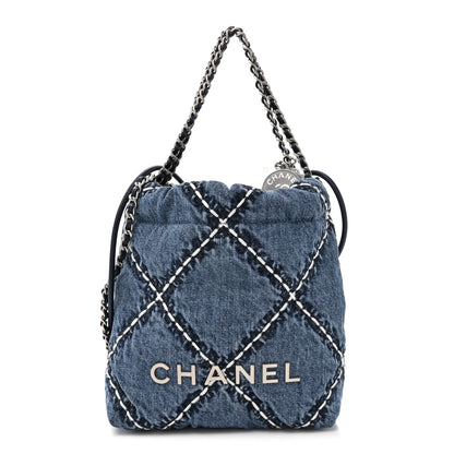 Chanel Denim Stitched Quilted Mini Chanel 22 Blue 1 of 11