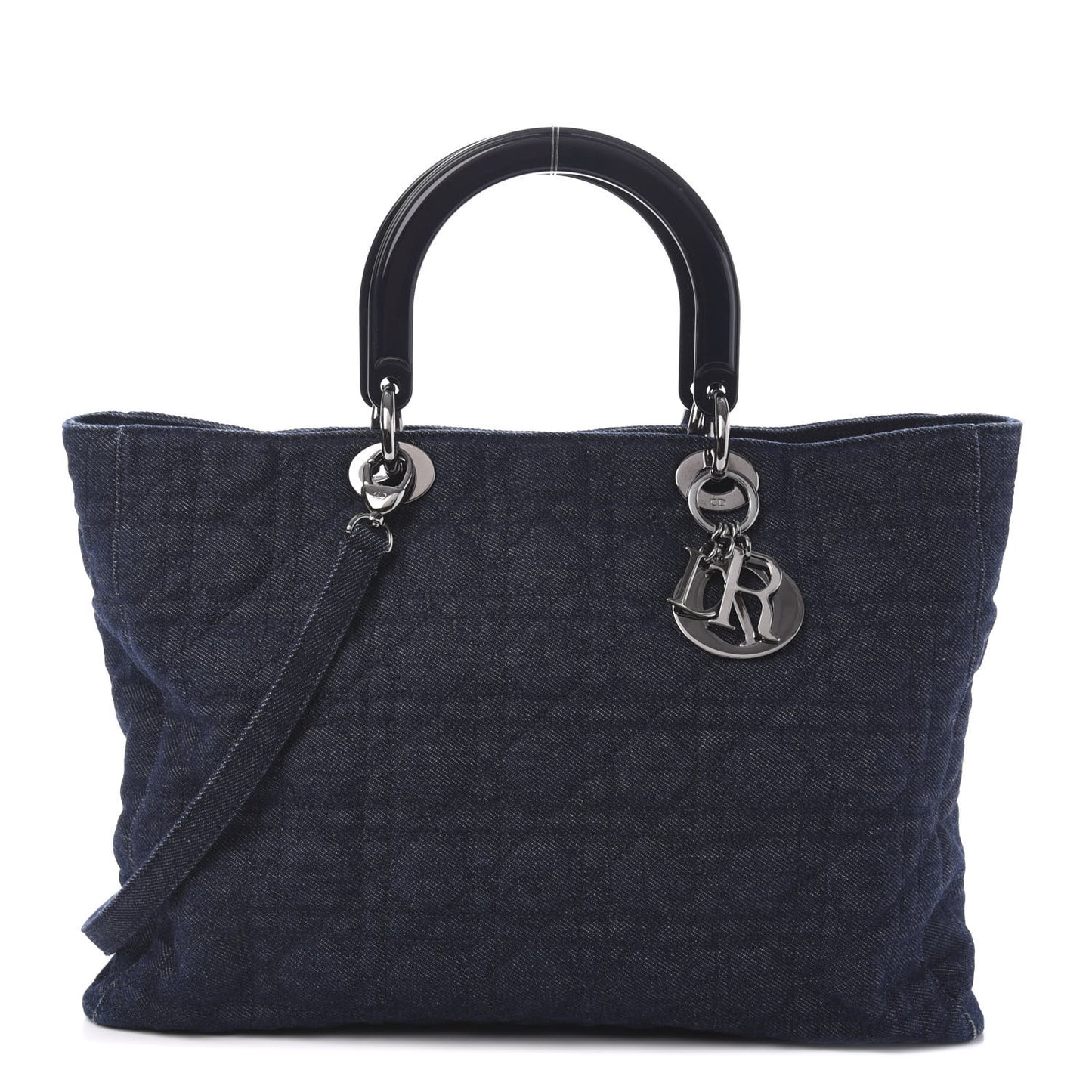 Denim Cannage Large Lady Dior Tote Blue