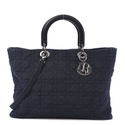 Christian Dior Denim Cannage Large Lady Dior Tote Blue 1 of 11