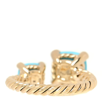 David Yurman 18K Yellow Gold Diamond Turquoise Chatelaine Bypass Ring 53 62.25 3 of 4