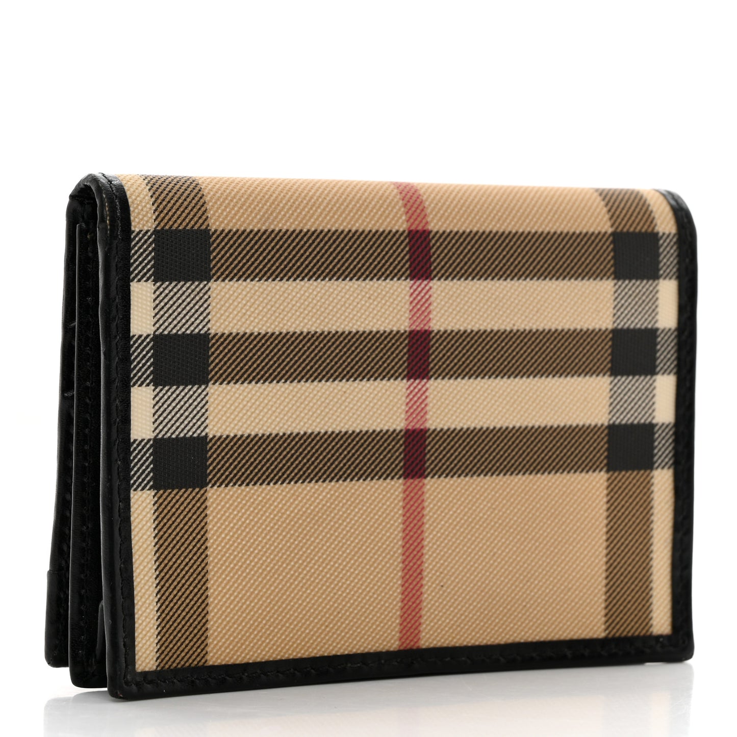 Calfskin House Check Card Case Black