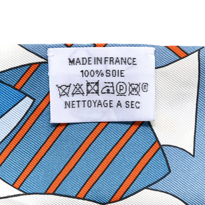 Hermes Silk Les Murmures de la Foret Twilly Bleu Jean Orange 3 of 9