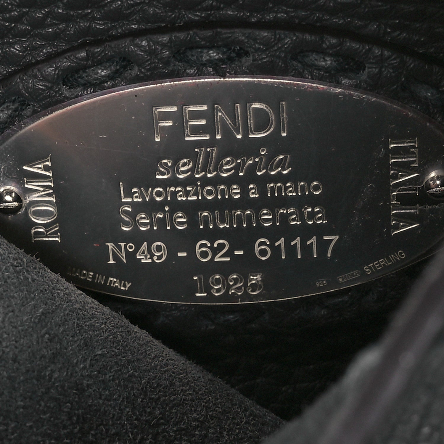 Fendi Cuoio Romano Selleria Macro Stitchings Small Peekaboo Carbon Asfalto 6 of 9
