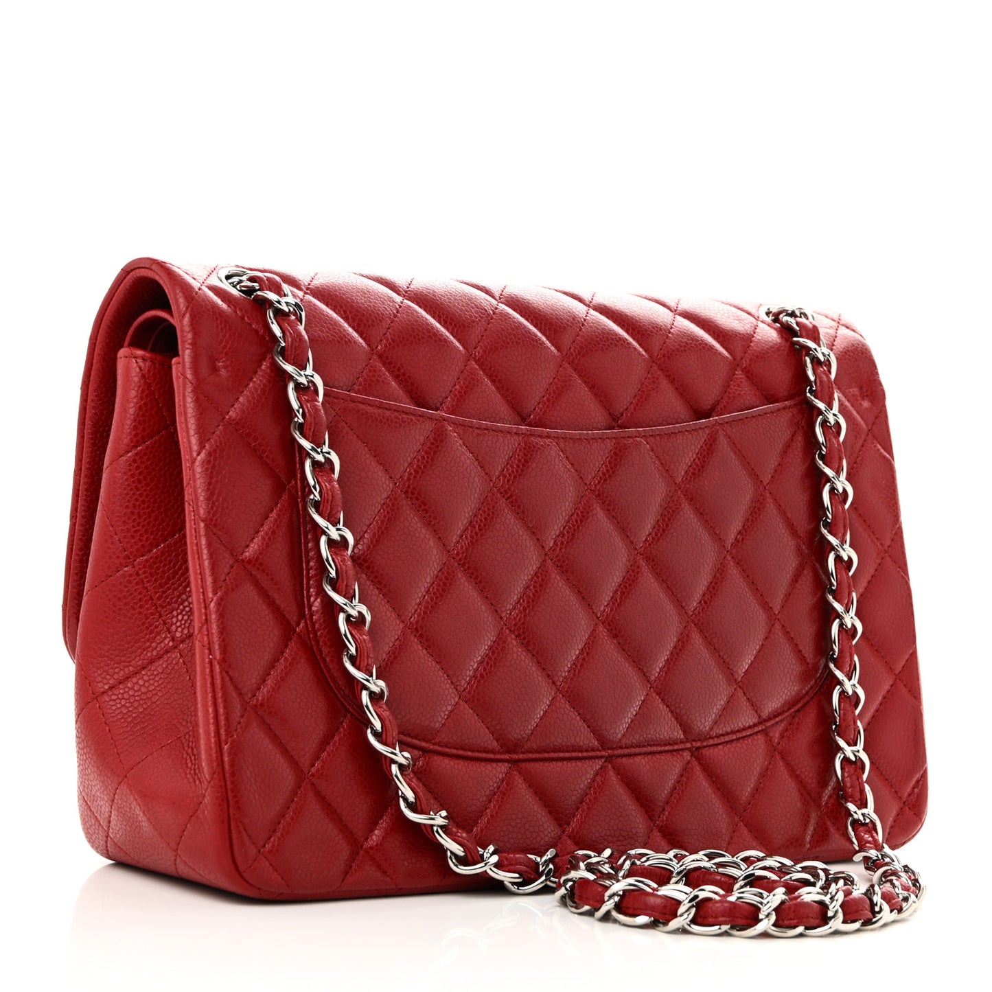 Caviar Quilted Jumbo Double Flap Dark Red